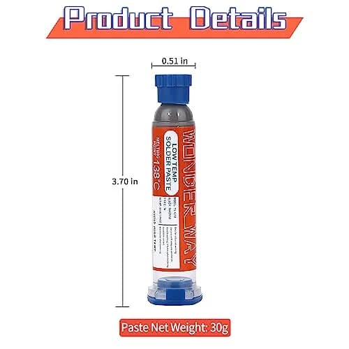 wonderway Sn42/Bi58 T5 Lead Free Solder Paste No Clean, 138℃ Melting Point (20g Net Paste) | For Electronics & Appliances thumbnail 2