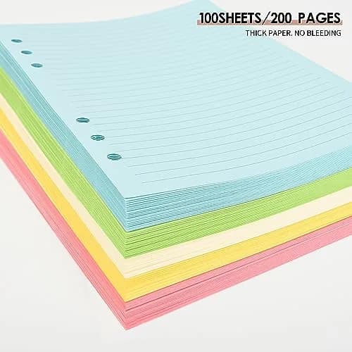 Mafegu Refill Paper A5 5-Color Ruled | 120 GSM Thick Loose Leaf Sheets for Planners thumbnail 4