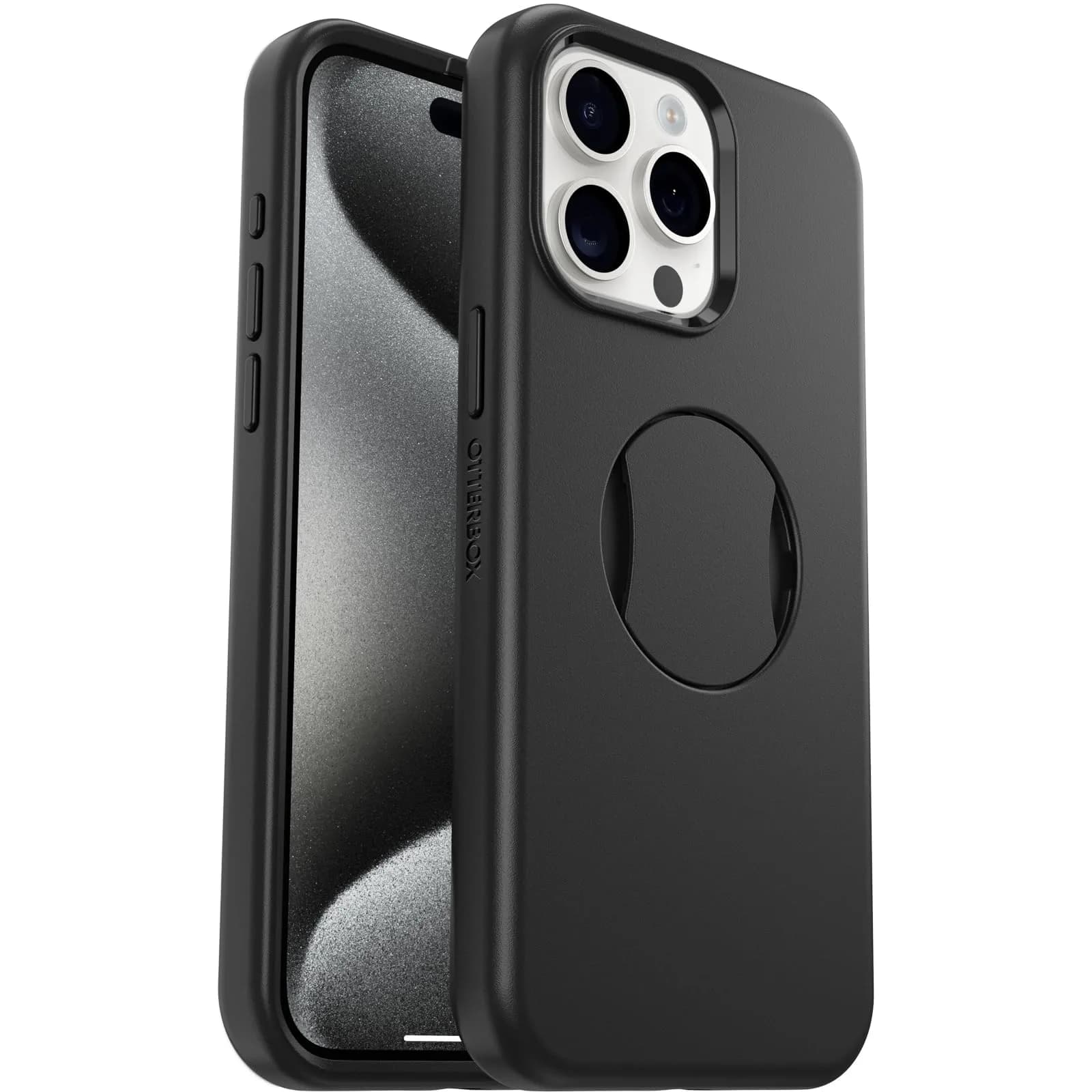 OtterBox OtterGrip Symmetry Case for iPhone 15 Pro Max with MagSafe Grip, Black | Military Standard Drop Protection - main product image