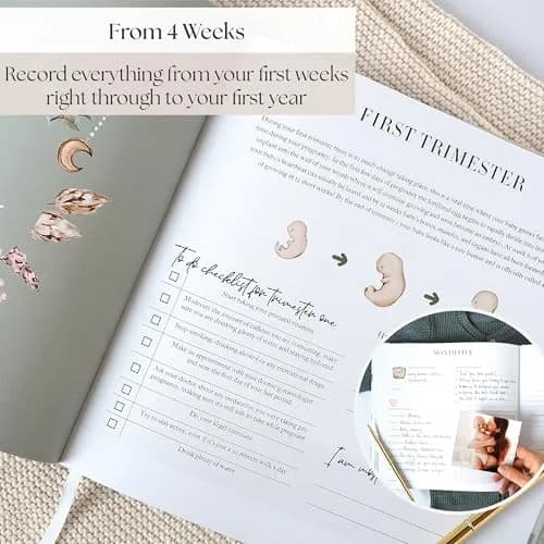 Bibi & Beau Watercolour Pregnancy Journal & Baby Memory Book 196-Page Hardcover | Complete First-Time Mom Planner thumbnail 4