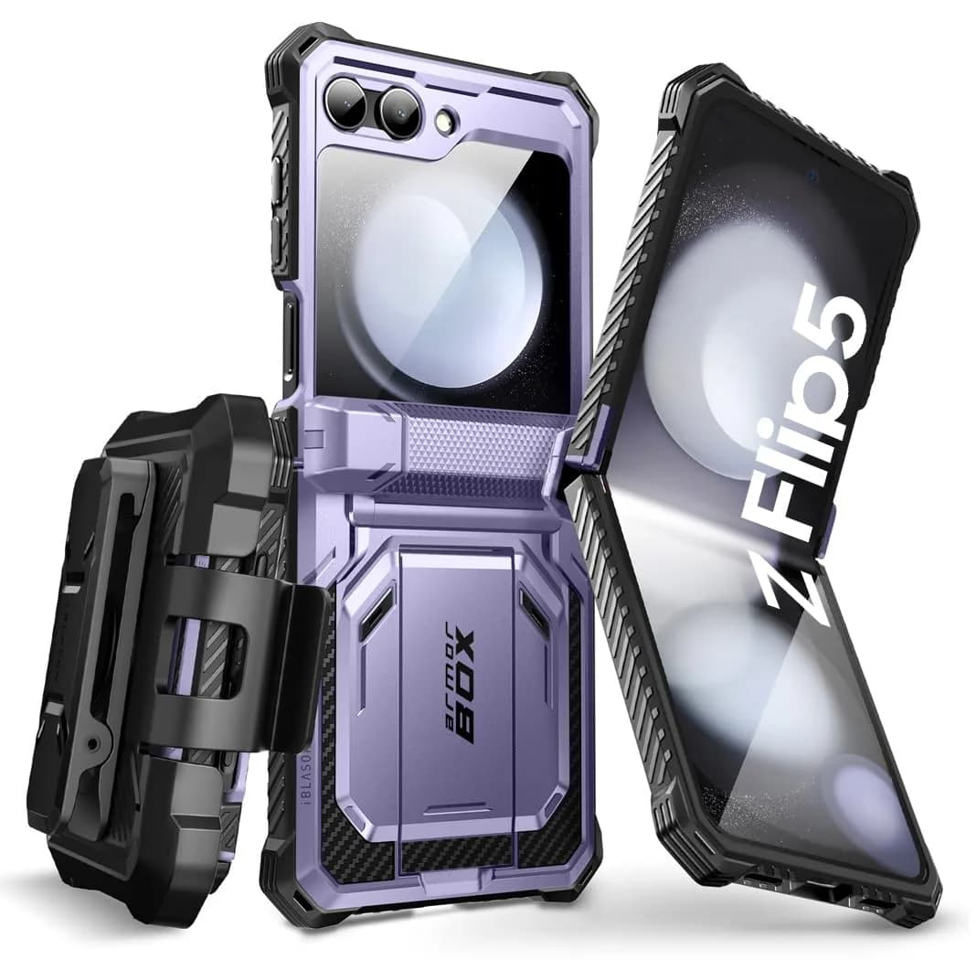 i-Blason for Samsung Galaxy Z Flip 5 Case with Stand, Dark Green | Shockproof Flip Cover — Mauve