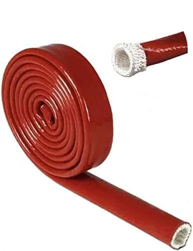 Ummickl Red Fuel Line Heat Shield Insulation Sleeve 10mm (3/8" ID) x 1.5m (5ft) | High Temp Silicone Coated Fiberglass thumbnail 1