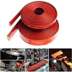 Ummickl Red Fuel Line Heat Shield Insulation Sleeve 10mm (3/8" ID) x 1.5m (5ft) | High Temp Silicone Coated Fiberglass thumbnail 6
