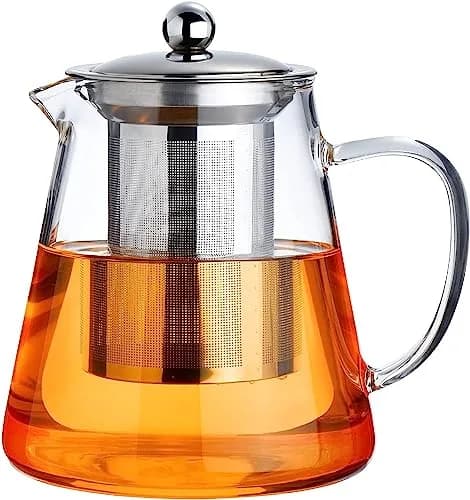 PARACITY Glass Teapot Stovetop 32 OZ | Borosilicate Clear Tea Kettle with Infuser thumbnail 1