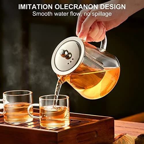 PARACITY Glass Teapot Stovetop 32 OZ | Borosilicate Clear Tea Kettle with Infuser thumbnail 4