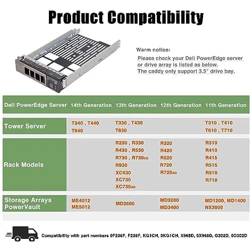 Heretom 3.5" SAS/SATA Hard Drive Tray Caddy KG1CH 0KG1CH (2-Pack) | Compatible with Dell PowerEdge Servers thumbnail 2