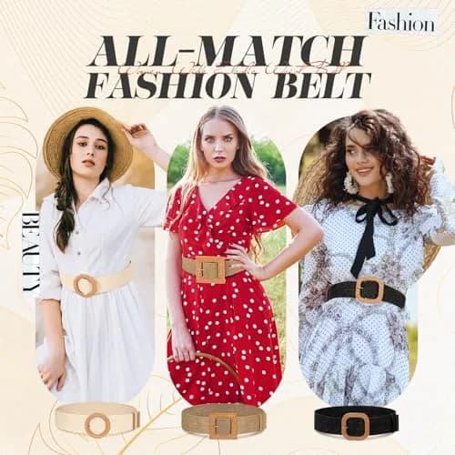 Syhood Woven Belt Dress, Fit Waist Size Below 40'' | Bohemian Style with Adjustable Waist Belt thumbnail 4