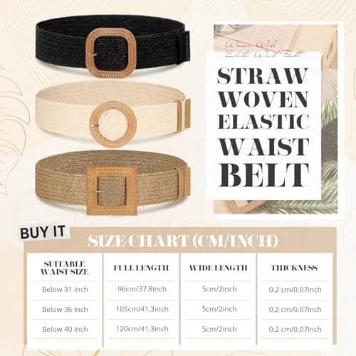 Syhood Woven Belt Dress, Fit Waist Size Below 40'' | Bohemian Style with Adjustable Waist Belt thumbnail 2