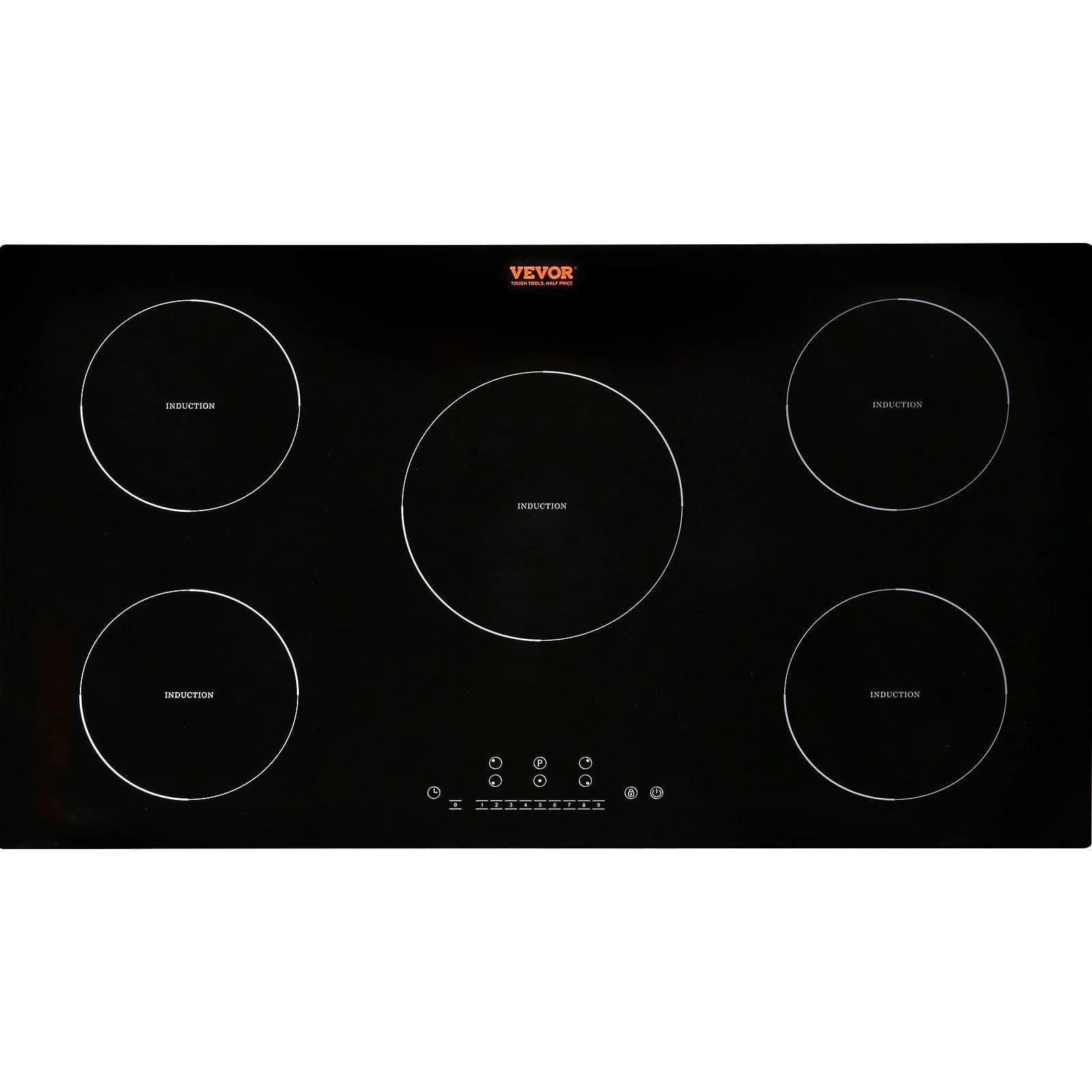 VEVOR 36'' Electric Cooktop 9200W 5 Burners | Vitroceramic Glass & Metal Casing, 220-240V Compatible