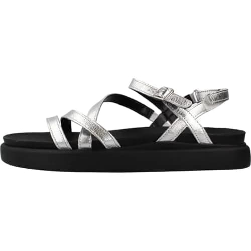 Clarks Women's Aristella RoseSandal, Silver Metallic, 8 | Classic Leather Flat with Buckle thumbnail 2