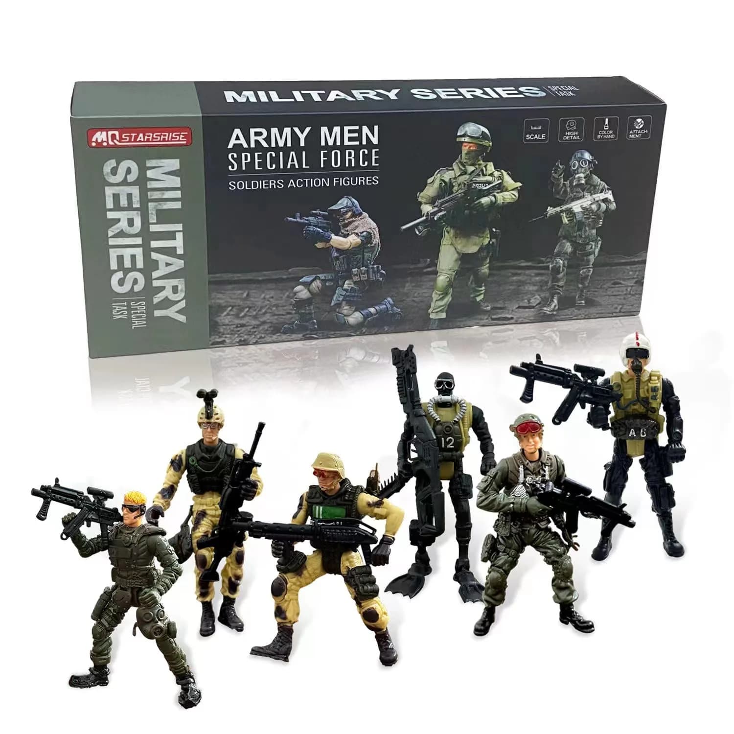 MQSTARSRISE Army Men Toy Set for Boys 4-7 | Realistic Military Action Figures with Accessories