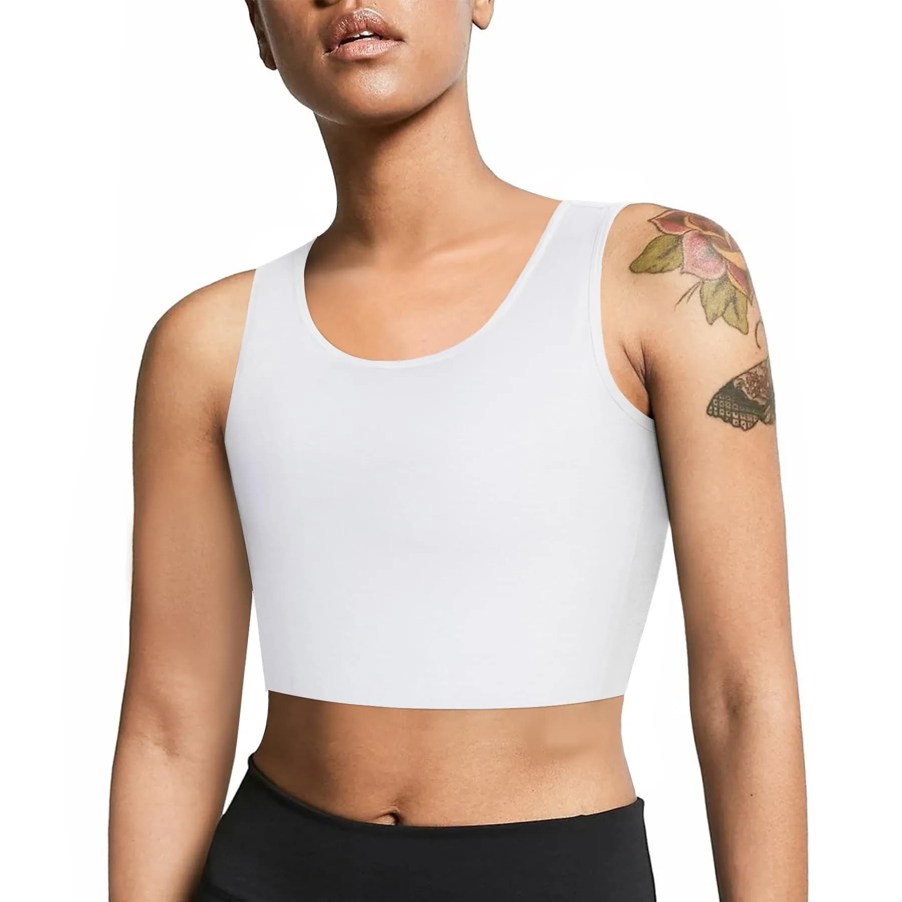 LEINIDINA Chest Binder Bra Transgender FTM LGBT Compression Tank Top, White | Flat Chest, Comfortable Fit
