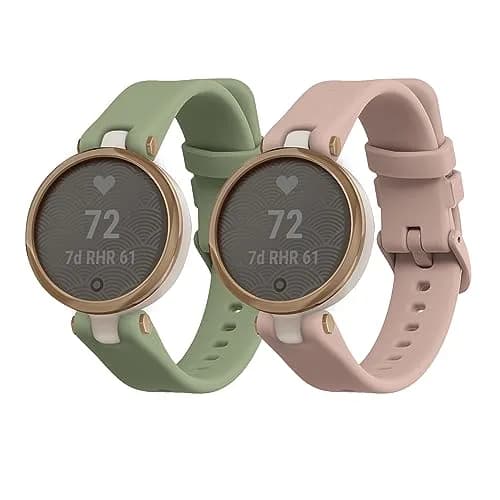 kwmobile Silicone Watch Bands Compatible with Garmin Lily Sport - 2x Pastel Green/Dusty Pink Straps | Adjustable 14-22cm thumbnail 1