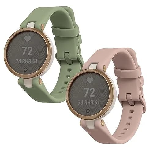kwmobile Silicone Watch Bands Compatible with Garmin Lily Sport - 2x Pastel Green/Dusty Pink Straps | Adjustable 14-22cm thumbnail 8