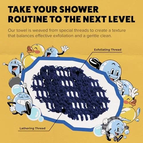 GOSHI Exfoliating Shower Towel - Long Body Scrubber, Blue | Rip-Resistant, Gentle & Effective thumbnail 5