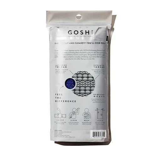 GOSHI Exfoliating Shower Towel - Long Body Scrubber, Blue | Rip-Resistant, Gentle & Effective thumbnail 2