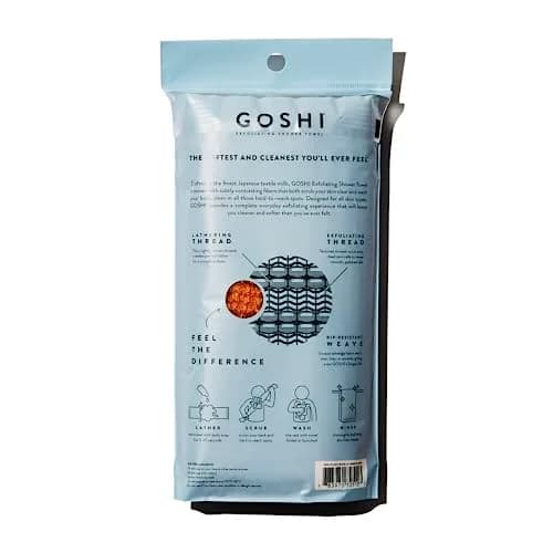 GOSHI Exfoliating Shower Towel - Long Body Scrubber, Orange | Rip-Resistant, Gentle & Effective thumbnail 2