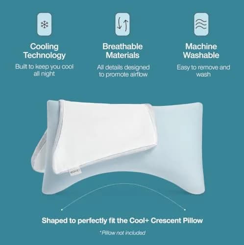 Coop Home Goods Cool+ Crescent Pillow Cover Queen Size 51x66cm (18x28in) | Breathable Cooling Case for Hot Sleepers thumbnail 2
