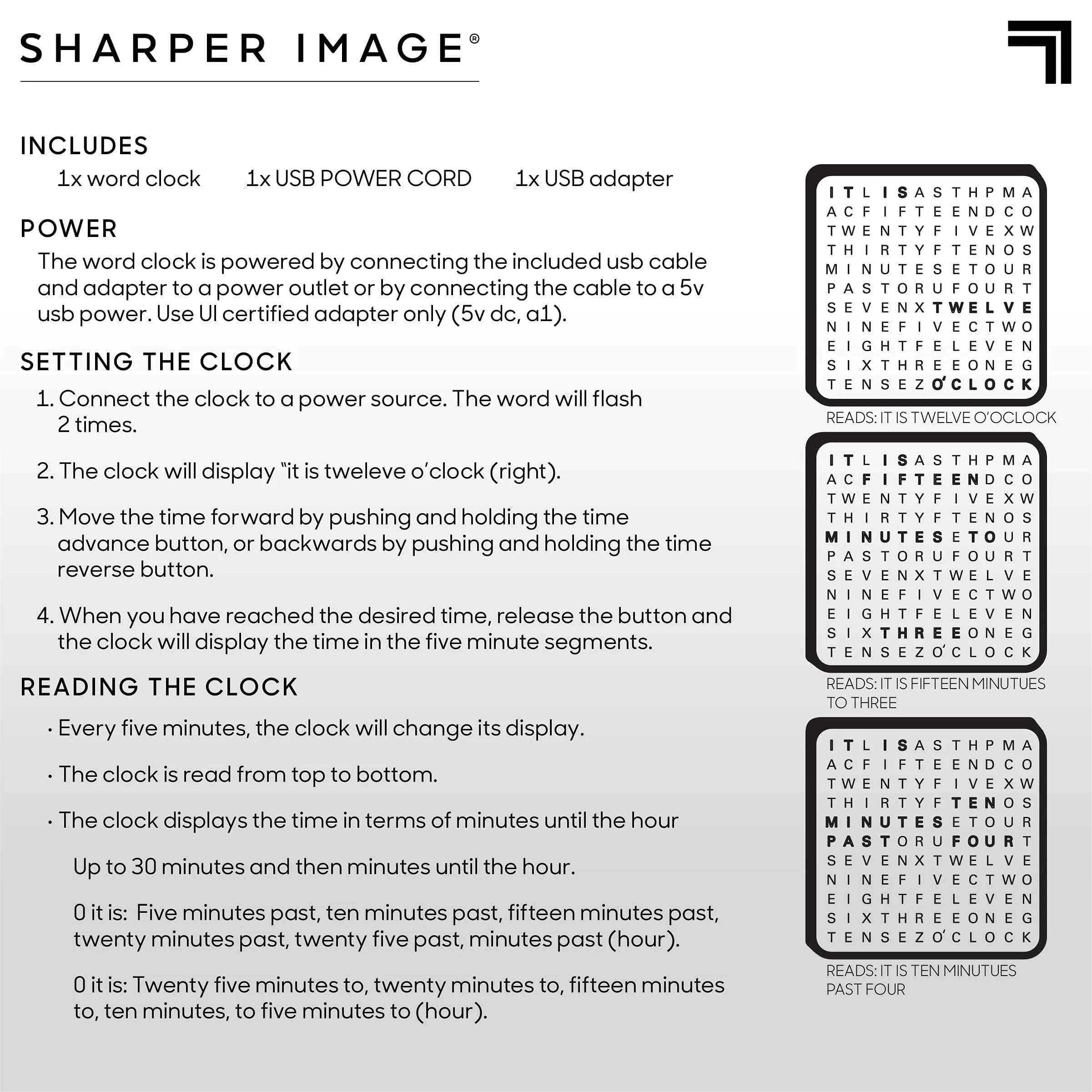 Sharper Image LED Word Digital Clock, 7.75" | Modern Time Display, Silver Finish, Light-Up Wall & Desk Decor thumbnail 7