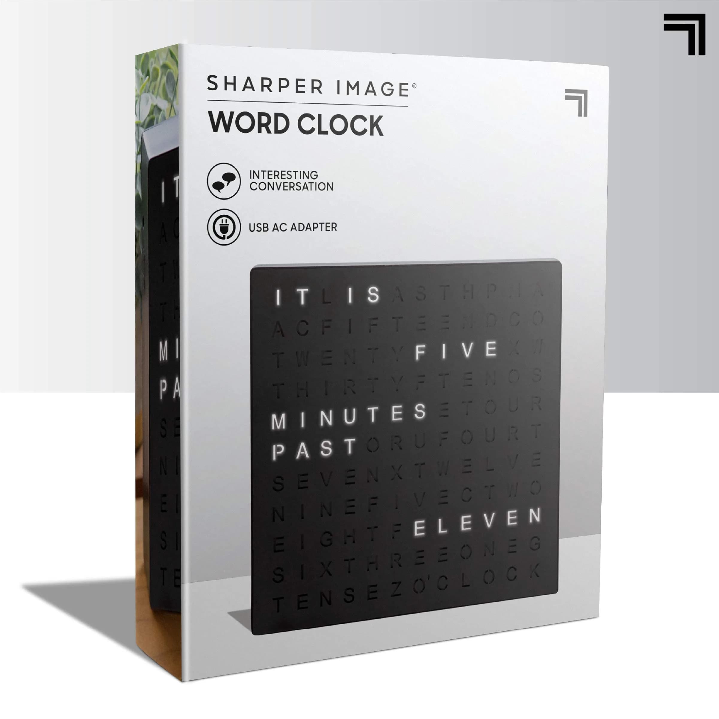 Sharper Image LED Word Digital Clock, 7.75" | Modern Time Display, Silver Finish, Light-Up Wall & Desk Decor thumbnail 8