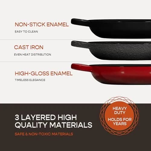 Krustic 6 Qt Enameled Cast Iron Dutch Oven for Sourdough Bread | 10 Inch Red thumbnail 3