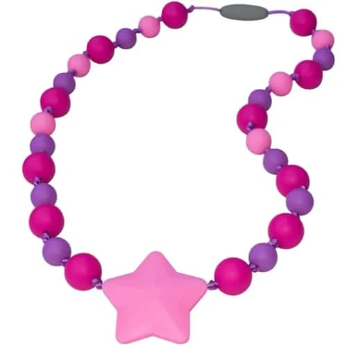 Munchables Starlight Sensory Chew Necklace, Medium Chew, Purple/Pink/Fuchsia | Food-Grade Silicone Oral Sensory Support — Purple/Pink/Fuchsia