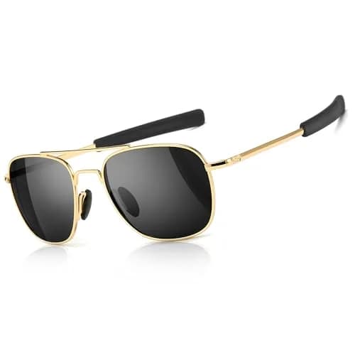 SUNGAIT Men's Military Style Polarized Pilot Aviator Sunglasses Bayonet Temples | HD UVA/UVB Protection & Durable Metal Frame thumbnail 1