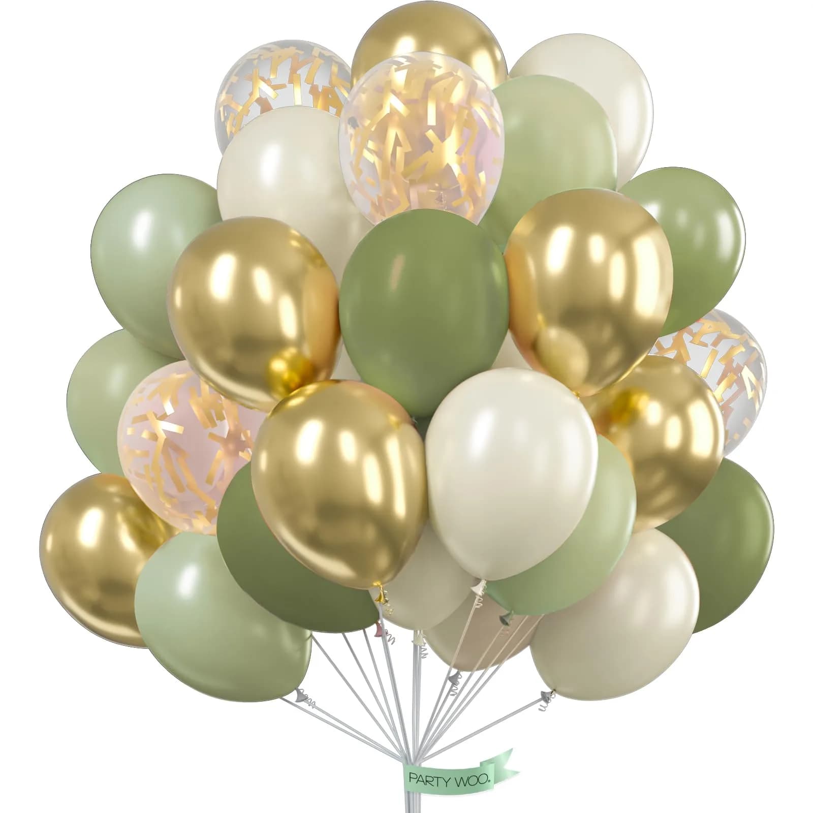 PartyWoo Gold and Black Balloons 100pcs Black Metallic Gold Balloons | Assorted Colors Value Pack — Green-2087