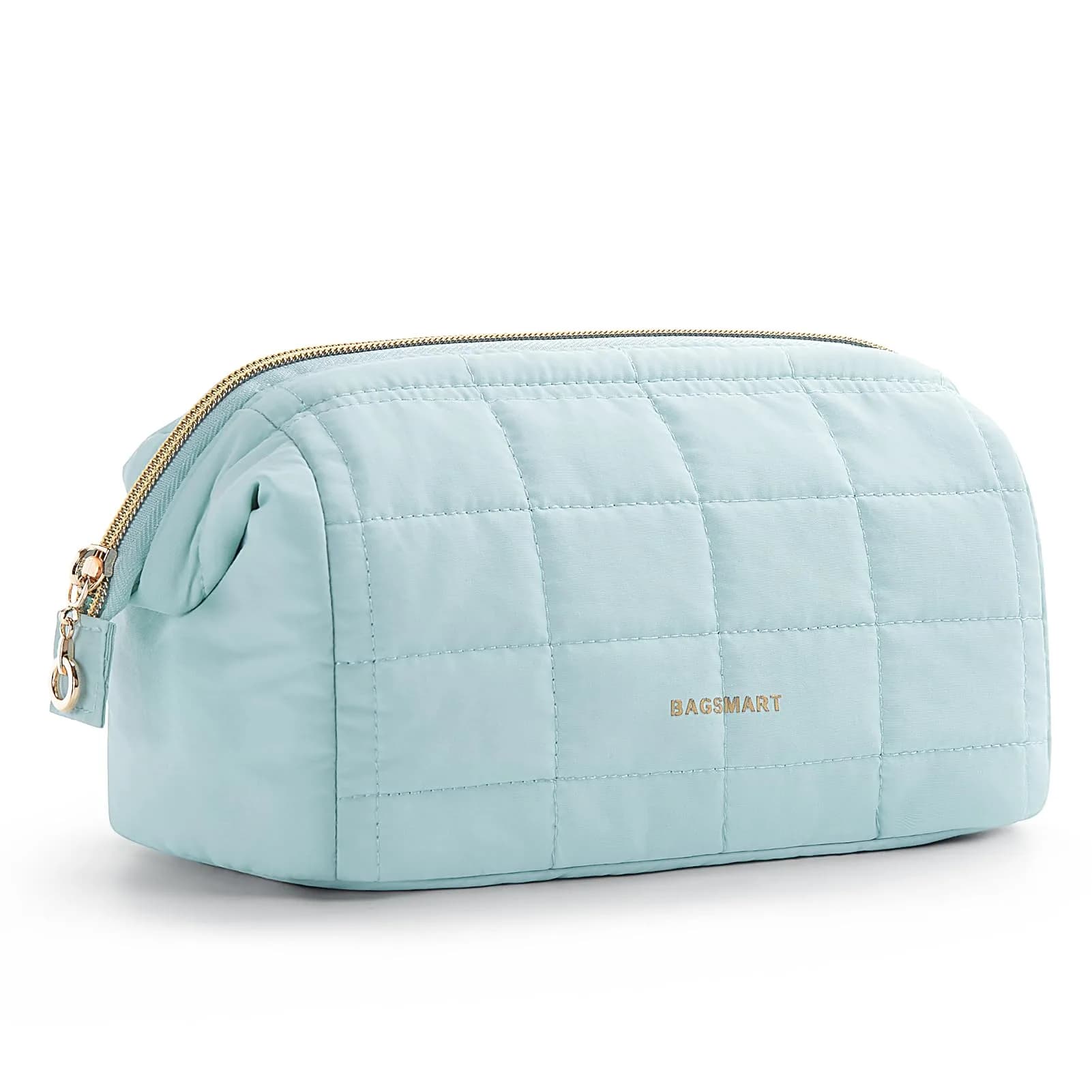 BAGSMART Makeup Bag Travel Toiletry Bag Wide Open Zipper Pouch, Mint Green | Spacious, Easy-Clean, Multi-Function