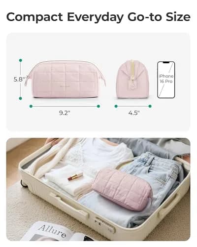 BAGSMART Makeup Bag Travel Toiletry Bag Wide Open Zipper Pouch, Black | Spacious & Easy-Clean thumbnail 5