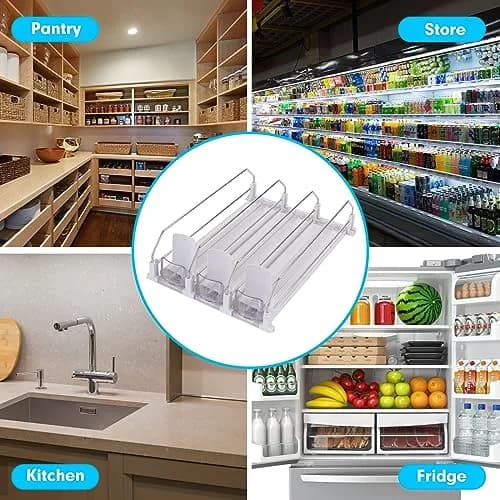 BingoHive Automatic Soda Can Organizer for Refrigerator 12 Can Capacity | Space-Saving Beverage Dispenser thumbnail 5