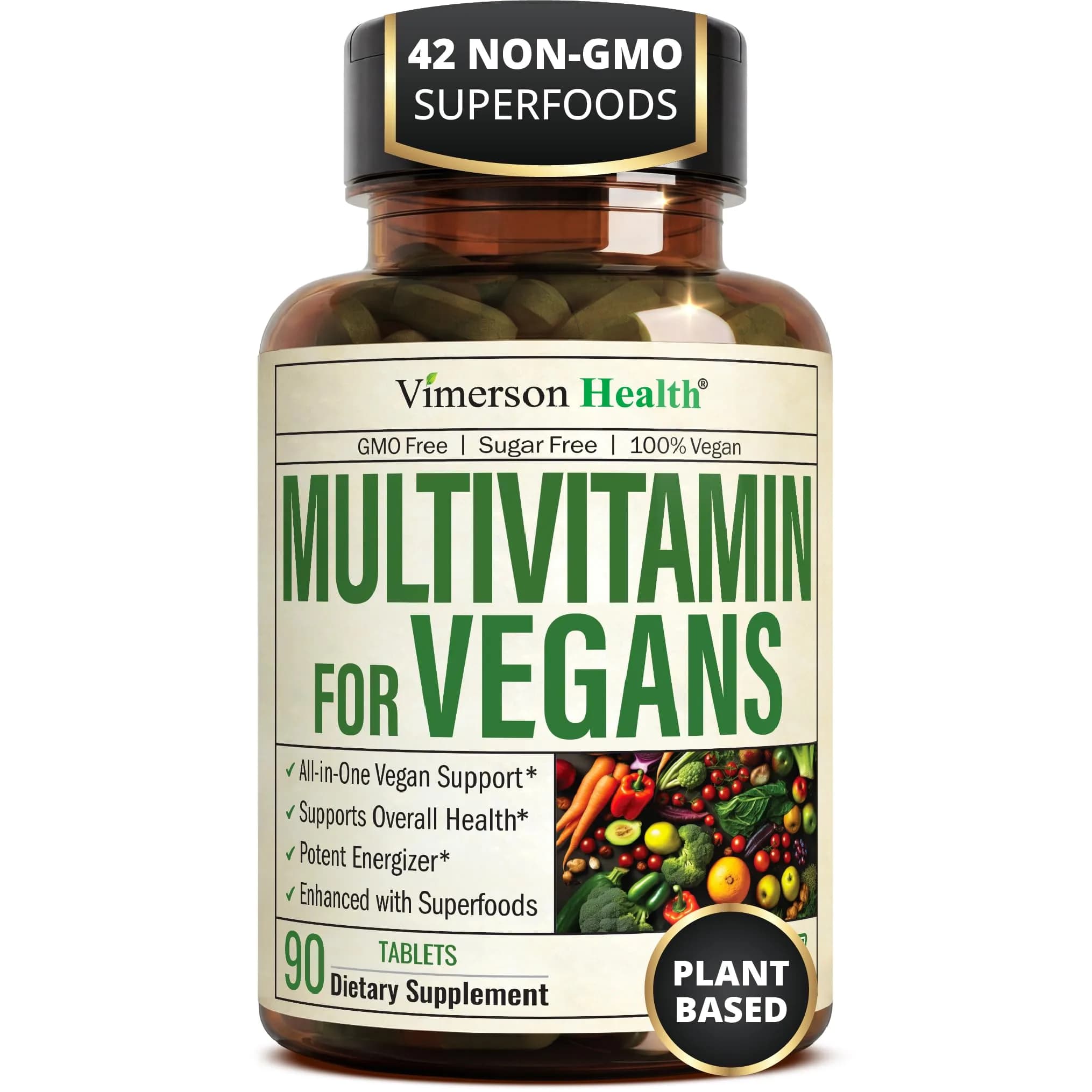 Vimerson Health Vegan Multivitamin Tablets 90 Count | Supports Energy, Immunity, and Digestion