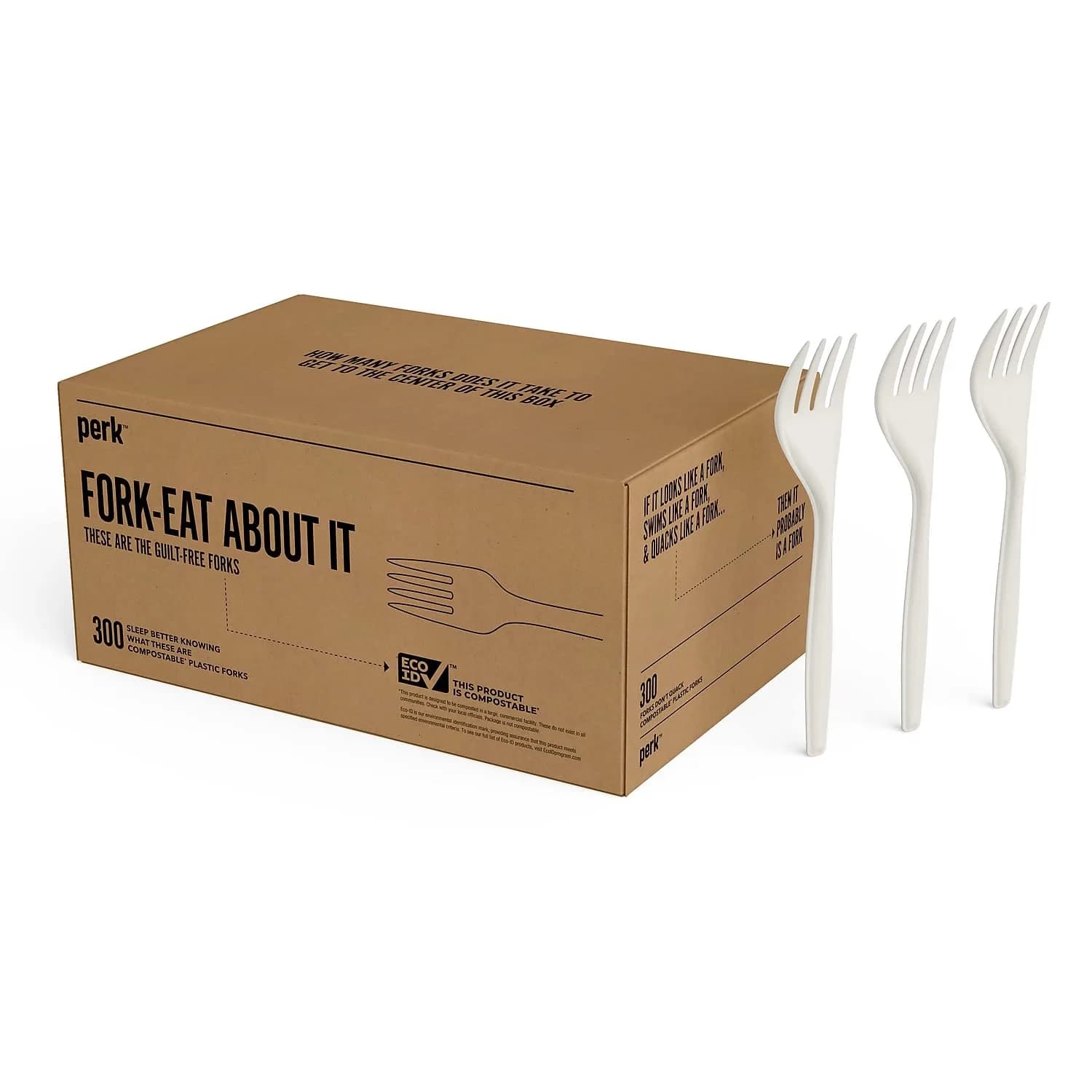 Perk Compostable PLA Forks White 600/Carton | Eco-Friendly, Mediumweight, 6'' - main product image