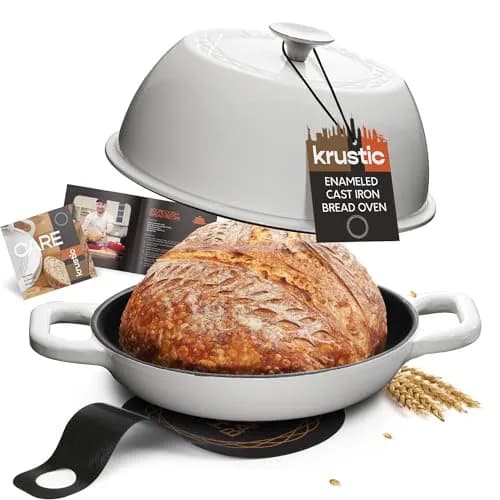 Krustic 6 Qt Enameled Cast Iron Dutch Oven for Sourdough Bread | 10 Inch Round Pot with Lid thumbnail 1