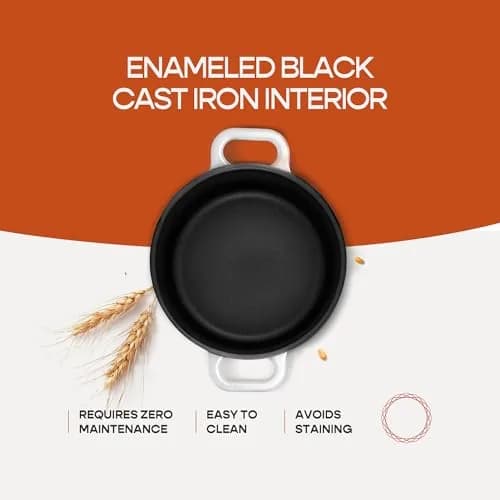 Krustic 6 Qt Enameled Cast Iron Dutch Oven for Sourdough Bread | 10 Inch Round Pot with Lid thumbnail 7