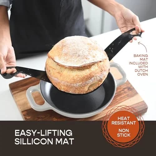 Krustic 6 Qt Enameled Cast Iron Dutch Oven for Sourdough Bread | 10 Inch Round Pot with Lid thumbnail 2