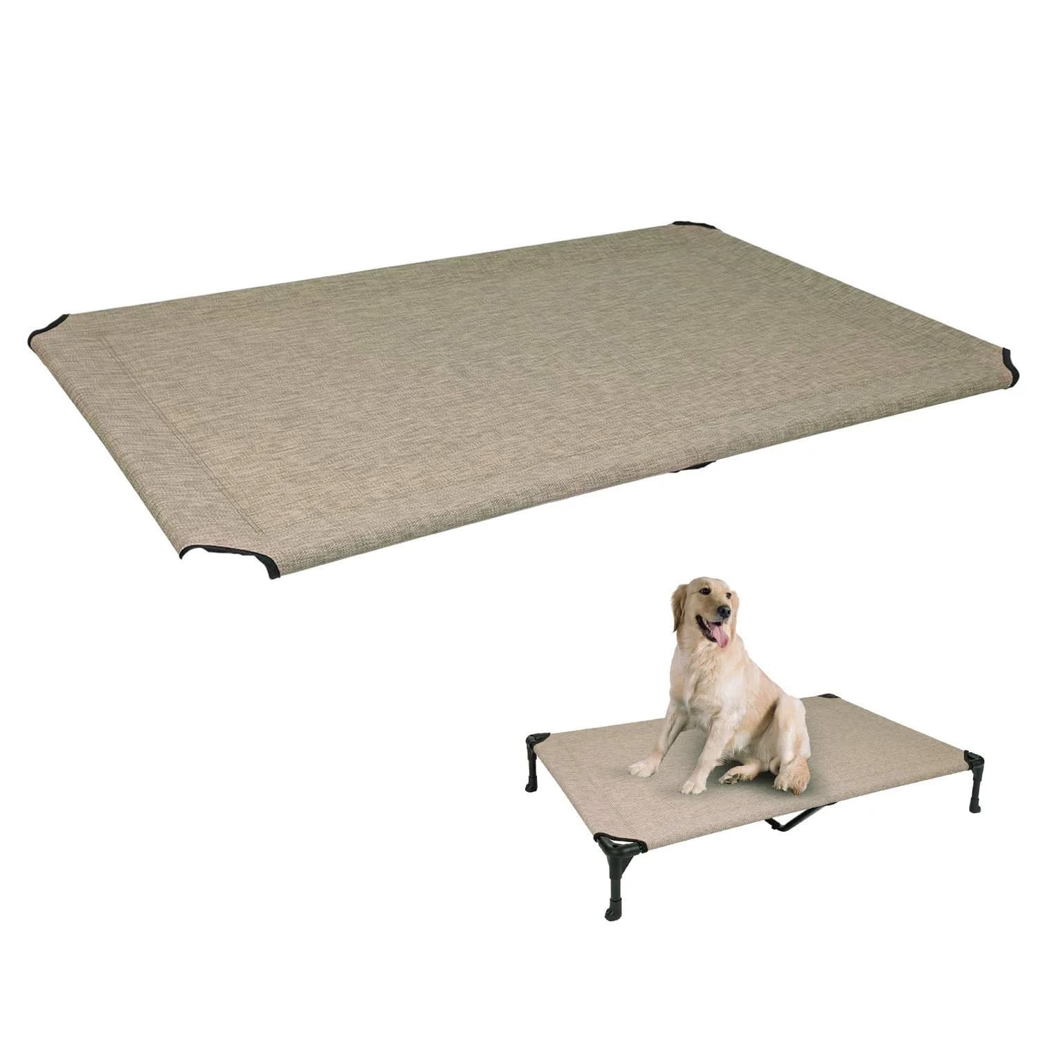 Veehoo Replacement Dog Bed Cover for CWC1803 Cot, 59"x37" (150cm x 95cm), Beige Coffee | Breathable Mesh Fabric for Cooling Comfort