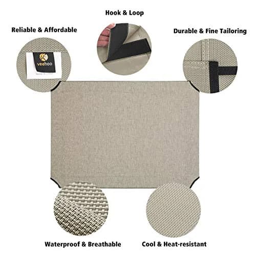 Veehoo Replacement Dog Bed Cover for CWC1803 Cot, 59"x37" (150cm x 95cm), Beige Coffee | Breathable Mesh Fabric for Cooling Comfort thumbnail 3