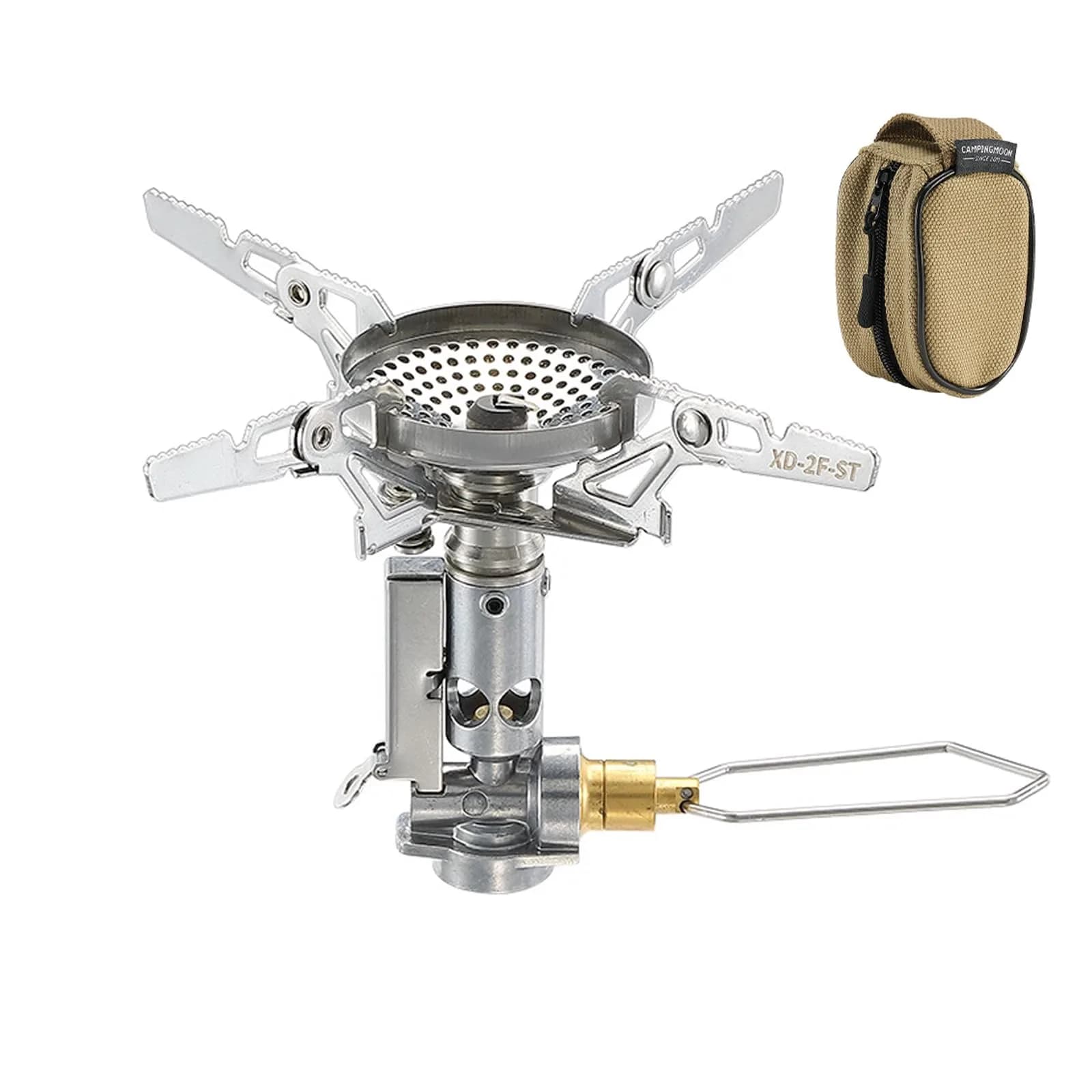 Campingmoon XD-2F Portable Foldable Stove | 3.3kW High-Efficiency Burner, Piezo Igniter, 4-Flex Pot Support, Ultralight 92g — XD-2F(With Igniter)