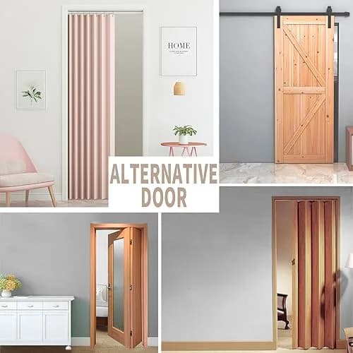 Vatge Accordion Door Curtain Pink Panel 100cm x 198cm (39"W x 78"L) | Faux Linen Privacy Divider thumbnail 6