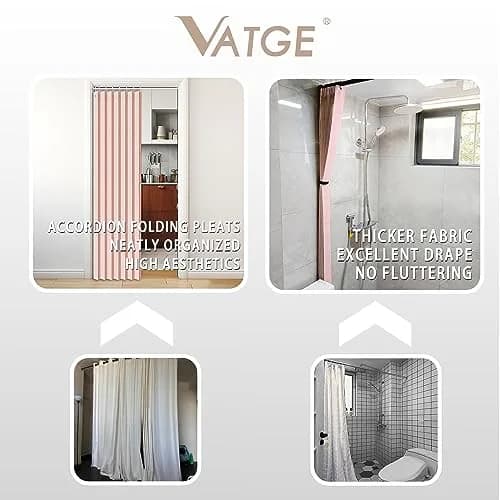 Vatge Accordion Door Curtain Pink Panel 100cm x 198cm (39"W x 78"L) | Faux Linen Privacy Divider thumbnail 7