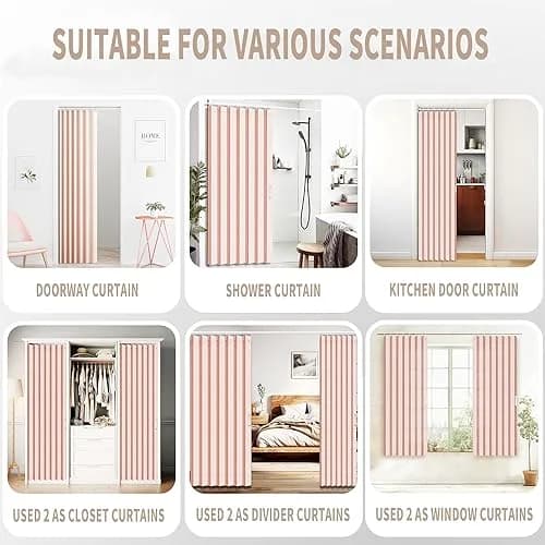 Vatge Accordion Door Curtain Pink Panel 100cm x 198cm (39"W x 78"L) | Faux Linen Privacy Divider thumbnail 8