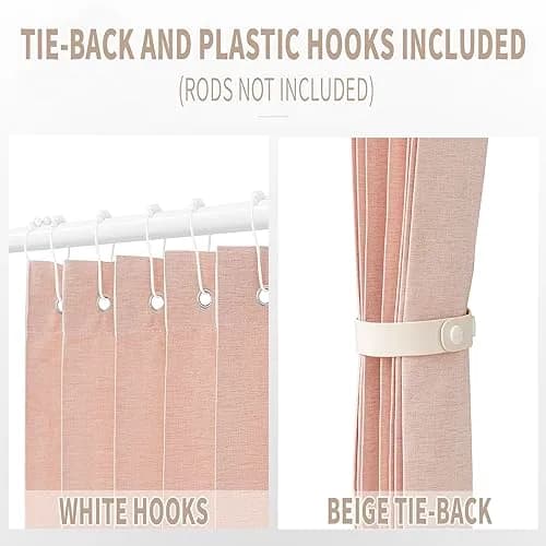 Vatge Accordion Door Curtain Pink Panel 100cm x 198cm (39"W x 78"L) | Faux Linen Privacy Divider thumbnail 3