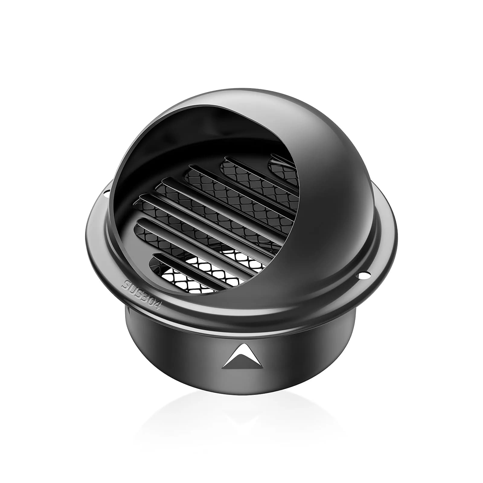 PIIYOOSNN 4-inch Round Wall Vent Cap with Mesh, 10.2 cm (4") Stainless Steel Air Vent | Hemispherical Hood for HVAC Exhaust — 6-inch（150mm）Black Paint