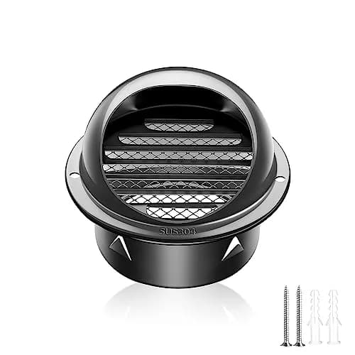 PIIYOOSNN 4-inch Round Wall Vent Cap with Mesh, 10.2 cm (4") Stainless Steel Air Vent | Hemispherical Hood for HVAC Exhaust thumbnail 1