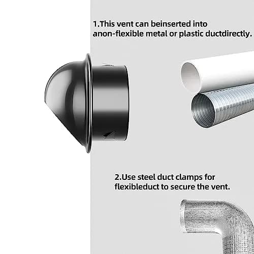 PIIYOOSNN 4-inch Round Wall Vent Cap with Mesh, 10.2 cm (4") Stainless Steel Air Vent | Hemispherical Hood for HVAC Exhaust thumbnail 5