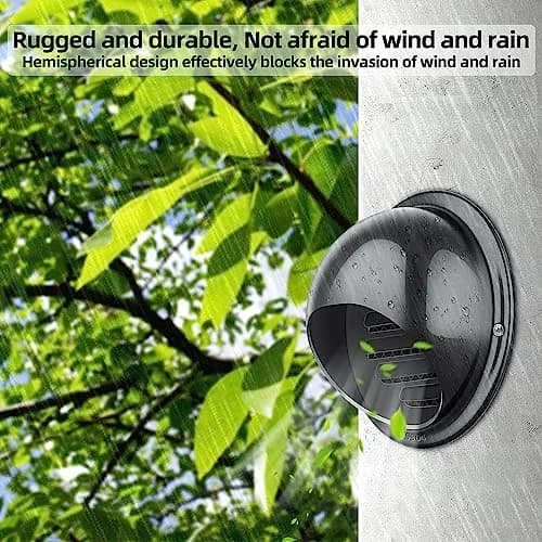 PIIYOOSNN 4-inch Round Wall Vent Cap with Mesh, 10.2 cm (4") Stainless Steel Air Vent | Hemispherical Hood for HVAC Exhaust thumbnail 3