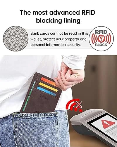 Teskyer RFID Slim Minimalist Wallet for Men, Y98 - Dark Brown | Front Pocket RFID Blocking Leather Wallet thumbnail 4