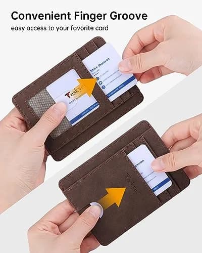 Teskyer RFID Slim Minimalist Wallet for Men, Y98 - Dark Brown | Front Pocket RFID Blocking Leather Wallet thumbnail 6