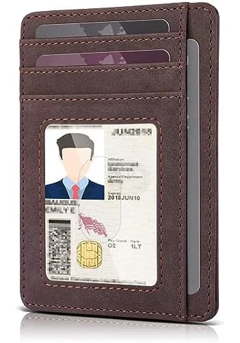 Teskyer RFID Slim Minimalist Wallet for Men, Y98 - Dark Brown | Front Pocket RFID Blocking Leather Wallet thumbnail 7